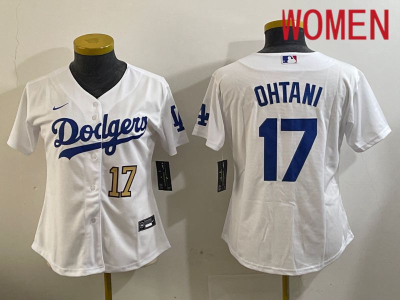 Women Los Angeles Dodgers 17 Ohtani White Game 2024 Nike MLB Jersey style 11202